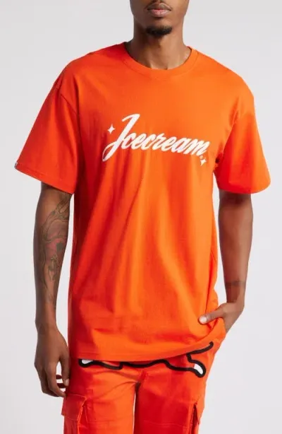 Icecream Dazzle Logo Cotton Graphic T-shirt In Spicy Orange