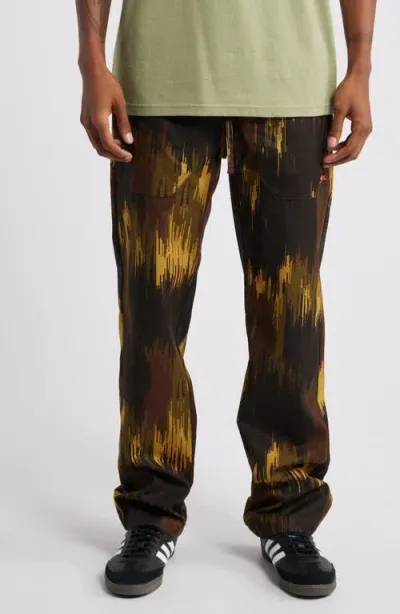 Icecream Drip Camo Straight Fit Drawstring Ripstop Pants In Dried Tobacco