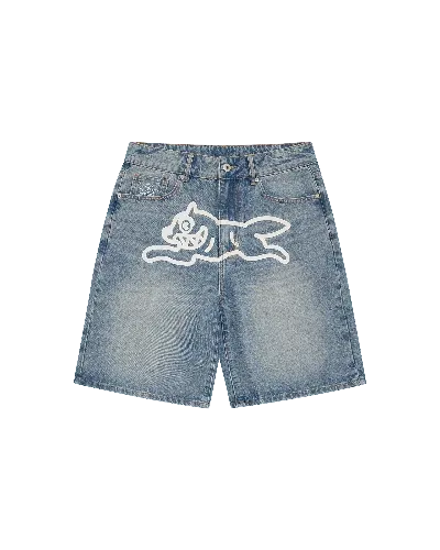 Icecream Europe Kids' Running Dog Denim Shorts In Washed Blue