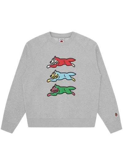 Icecream Europe Kids' Triple Running Dog Crewneck In Heather Grey