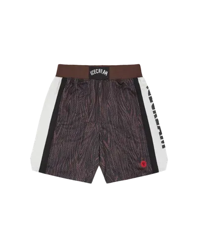 Icecream Europe Kids' Woodgrain Basketball Short In Brown