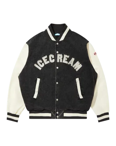 Icecream Japan Kids' Washed Denim Blouson In Black