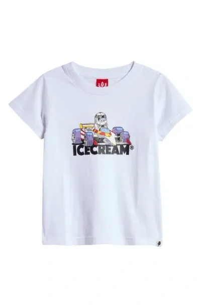 Icecream Kids' Kart Cotton Graphic T-shirt In White