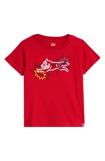 Icecream Kids' Pop Embroidered Cotton Graphic T-shirt In Racing Red