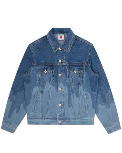 Icecream Kids' Lazer Drip Denim Trucker Jacket In Mid Wash Blue