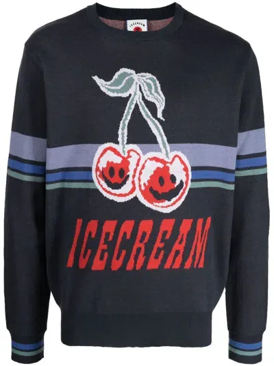 Icecream Logo-print Knitted Sweatshirt In Blue