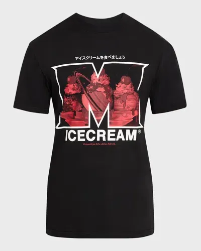 Icecream Men's Cinema Knit Oversized T-shirt In Stretch Limo