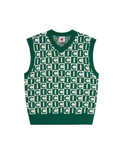 Icecream Kids' Monogram Knitted Vest In Green