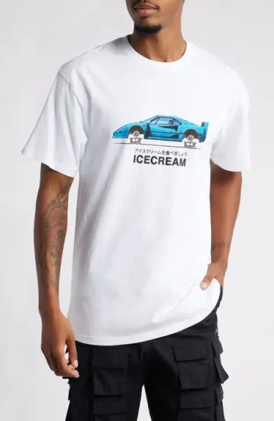 Icecream On Ice Cotton Graphic T-shirt In White