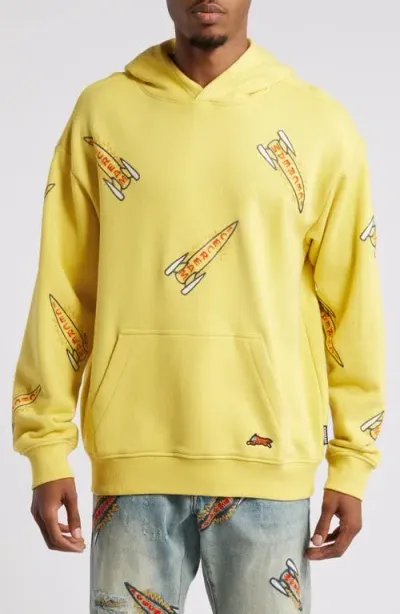 Icecream Rockets Embroidered Hoodie In Cream Gold