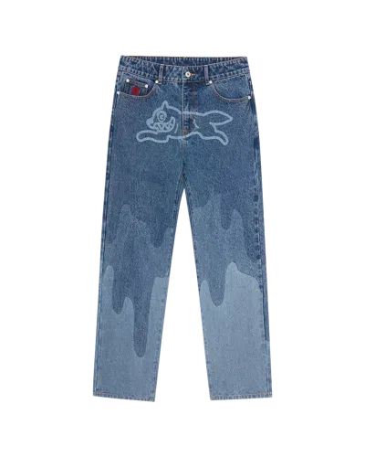 Icecream Kids' Running Dog Lazer Drip Denim Pant In Mid Wash Blue