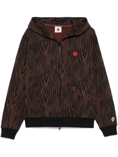 Icecream Wood-print Hoodie In Brown