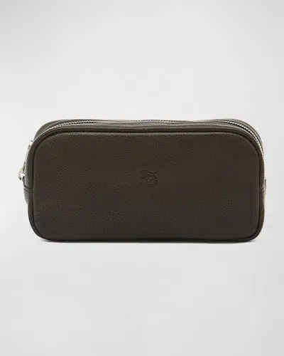 Il Bisonte Men's Cestello Leather Toiletry Bag In Green