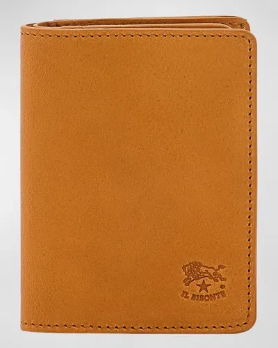 Il Bisonte Men's Oriuolo Leather Bifold Card Holder In Natural