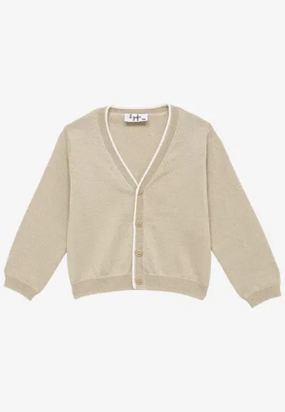 Il Gufo Babies V-neck Buttoned Cardigan In Beige