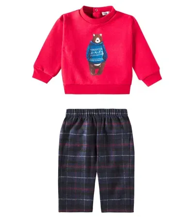 Il Gufo Baby Cotton Sweatshirt And Sweatpants Set In Rot