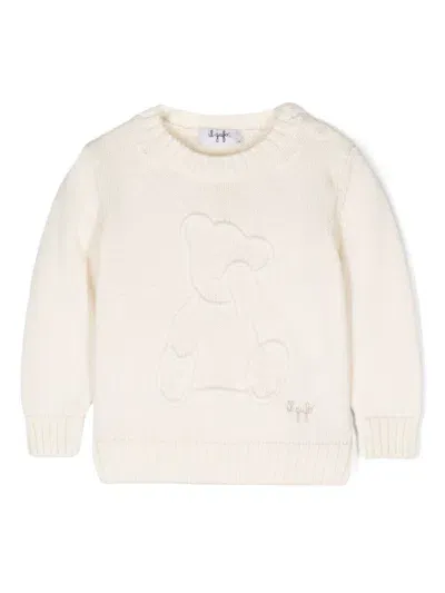 Il Gufo Babies' Bear Cotton Sweater In Neutrals