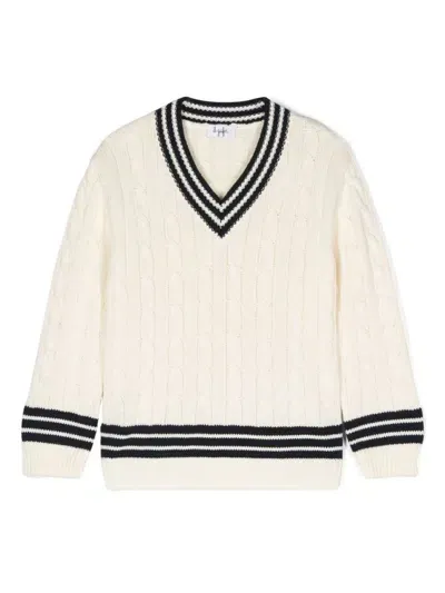 Il Gufo Kids' Cable-knit Organic-cotton Sweater In 白色