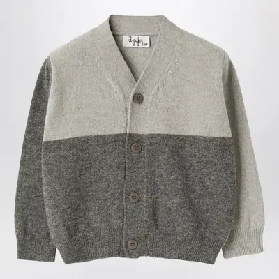 Il Gufo Kids' Colour-block Wool Cardigan In Grey