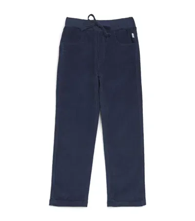 Il Gufo Kids' Corduroy Drawstring Trousers In Blue