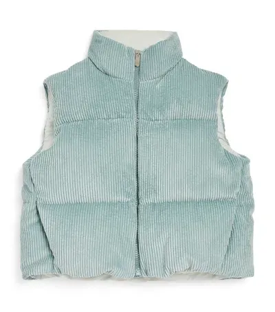 Il Gufo Kids' Corduroy Puffer Gilet In Blue