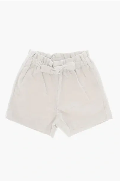 Il Gufo Kids' Corduroy Shorts With Bow In White