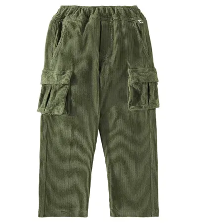 Il Gufo Kids' Cotton-blend Corduroy Straight Pants In Green