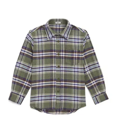 Il Gufo Kids' Cotton Check Shirt In Green