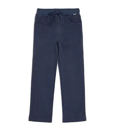 Il Gufo Kids' Cotton Drawstring-waist Trousers In Blue