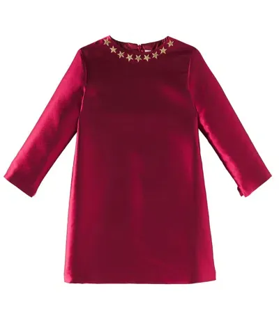 Il Gufo Kids' Embellished Twill Dress In Red