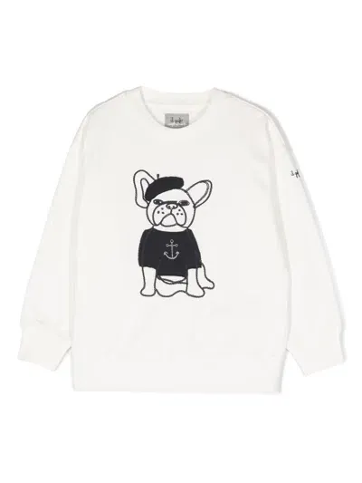 Il Gufo Embroidered Cotton Sweatshirt In Weiss