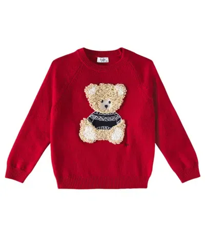 Il Gufo Kids' Embroidered Virgin Wool Sweater In Red