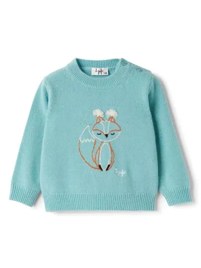 Il Gufo Babies' Embroidered Wool Jumper In Blue