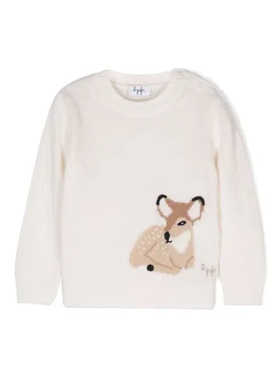 Il Gufo Babies' Round-neck Virgin Wool Jumper In Neutrals