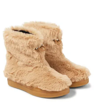 Il Gufo Kids' Faux Fur Ankle Boots In Beige