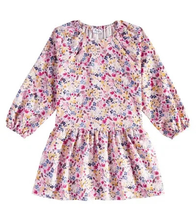 Il Gufo Kids' Floral Jersey Dress In Multicoloured