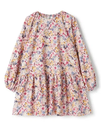 Il Gufo Kids' Floral-print Dress In Pink