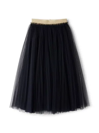 Il Gufo Kids' Glitter-waistband Tulle Skirt In Blue