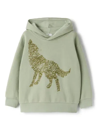 Il Gufo Kids' Graphic-print Cotton Hoodie In Green