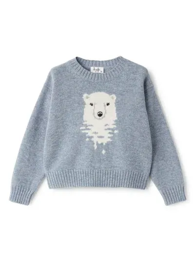 Il Gufo Kids' Intarsia-knit Bear Jumper In Blue