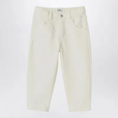 Il Gufo Kids' Ivory Plush Denim Trousers In Beige