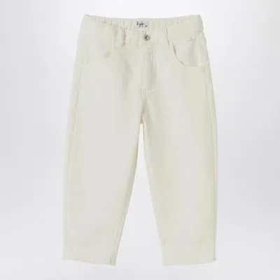 Il Gufo Kids' Ivory Plush Denim Trousers In Beige