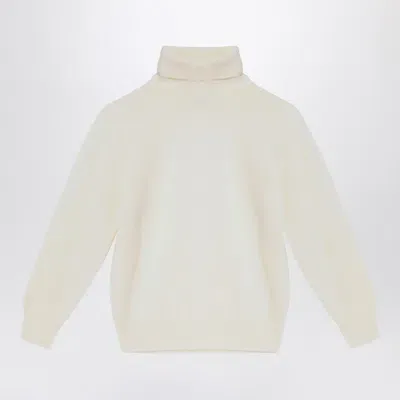 Il Gufo Kids' Ivory Turtleneck Sweater In Wool In White