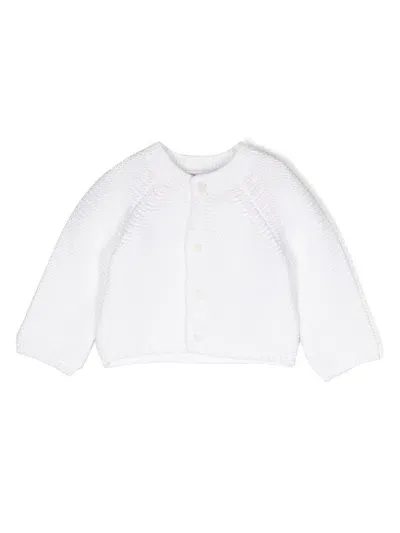 Il Gufo Babies' Knitted Cotton Cardigan In White