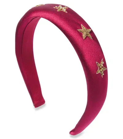 Il Gufo Kids' Mikado Embellished Satin Headband In Red