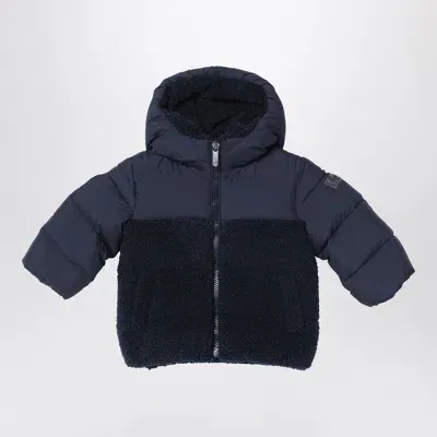 Il Gufo Navy Blue Nylon And Curly Down Jacket