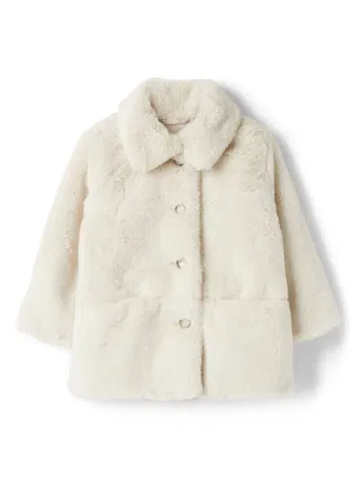 Il Gufo Kids' Off-white Eco-fur Coat