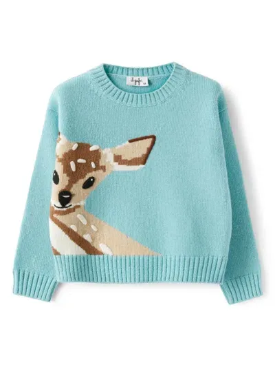 Il Gufo Kids' Patterned-intarsia Knit Jumper In Blue