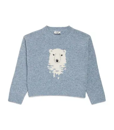 Il Gufo Kids' Polar Bear Sweater In Blue