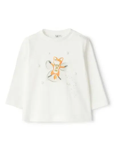 Il Gufo Babies' Printed Cotton T-shirt In White